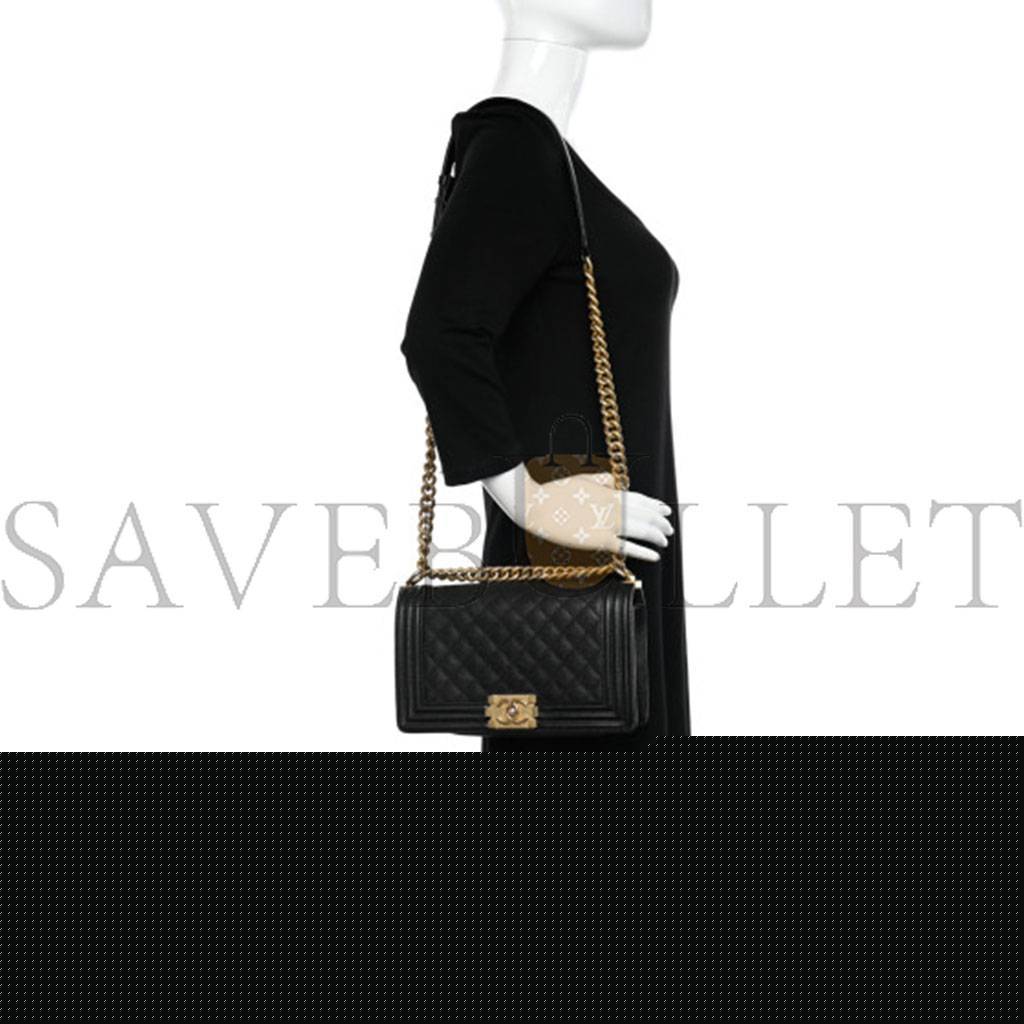 Ch*el master black caviar boy  medium size a67086 (25*15*9cm)